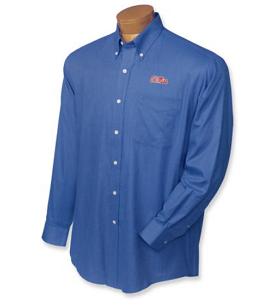 Ole Miss Rebels B&T LS Nailshead Sport Shirt - French Blue